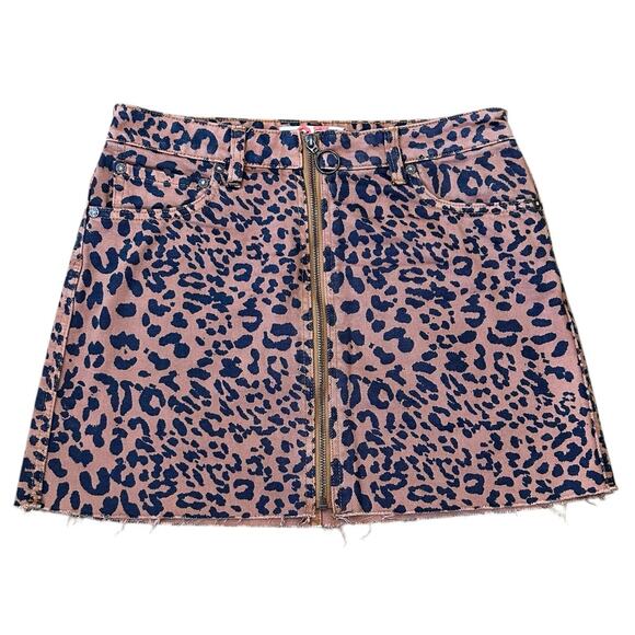 We The Free Dresses & Skirts - Free People Denim Mini Skirt Wmn Size 27 Denim Brown Cheetah print